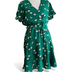 Collective Concepts Ruffle Floral Dress Small S Green Cottagecore Boho